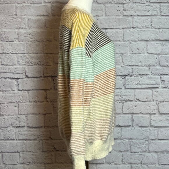 On Blue Pastel Stripe Textured Knit Sweater Women's L - Picture 2 of 6